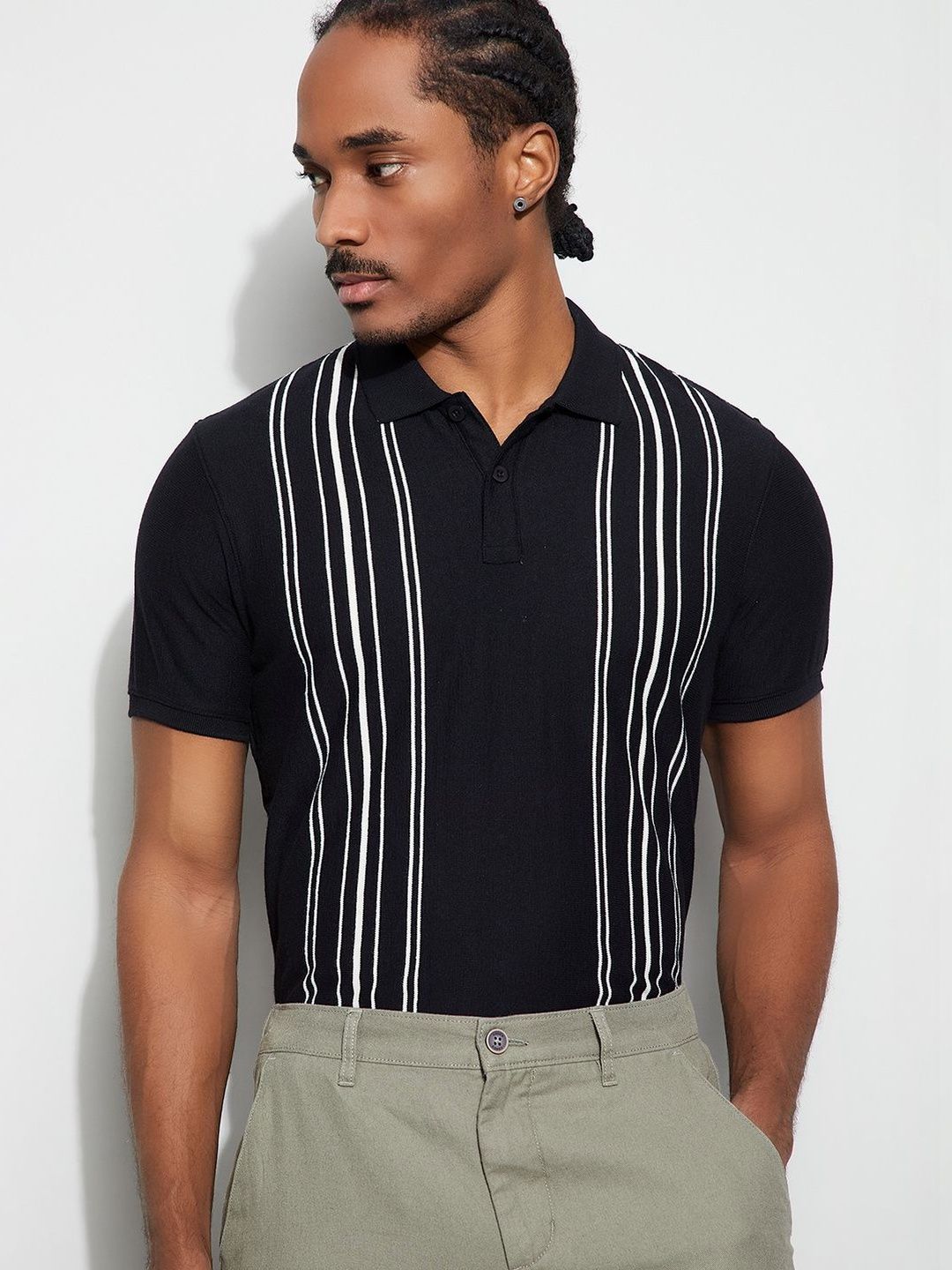 CODE by Lifestyle Men Striped Polo Collar T-shirt-picture-28