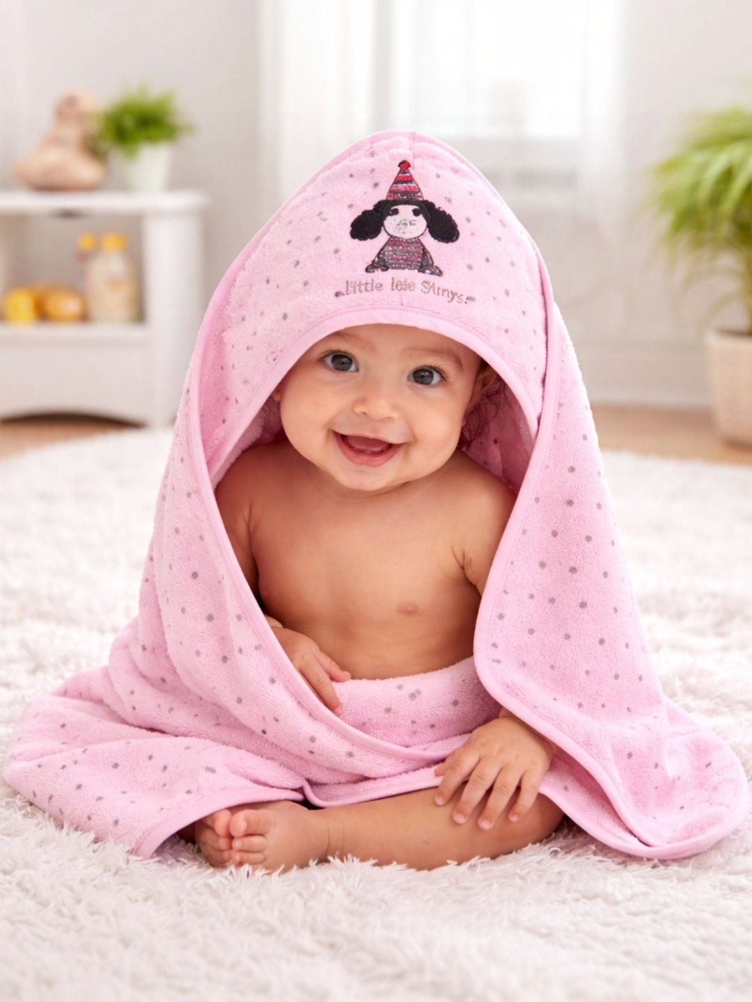 The Little Lookers Pink & Pink 1 Printed 500 GSM Bath Towel-picture-58
