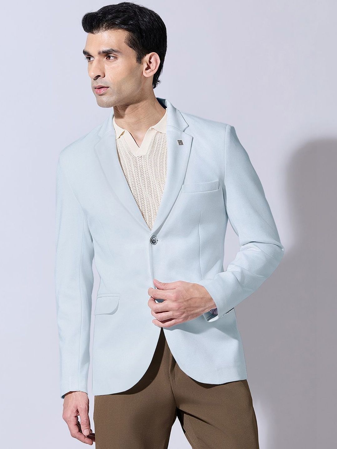 SHOWOFFFF Notched Lapel Single-Breasted Tailored Fit Formal Blazers-picture-23