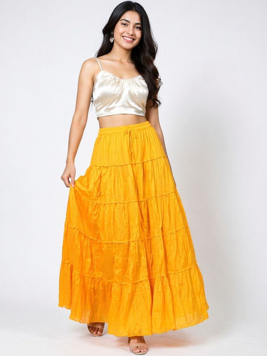 Fabrika16 Women Pure Cotton Tiered Maxi Tiered Skirt-picture-7