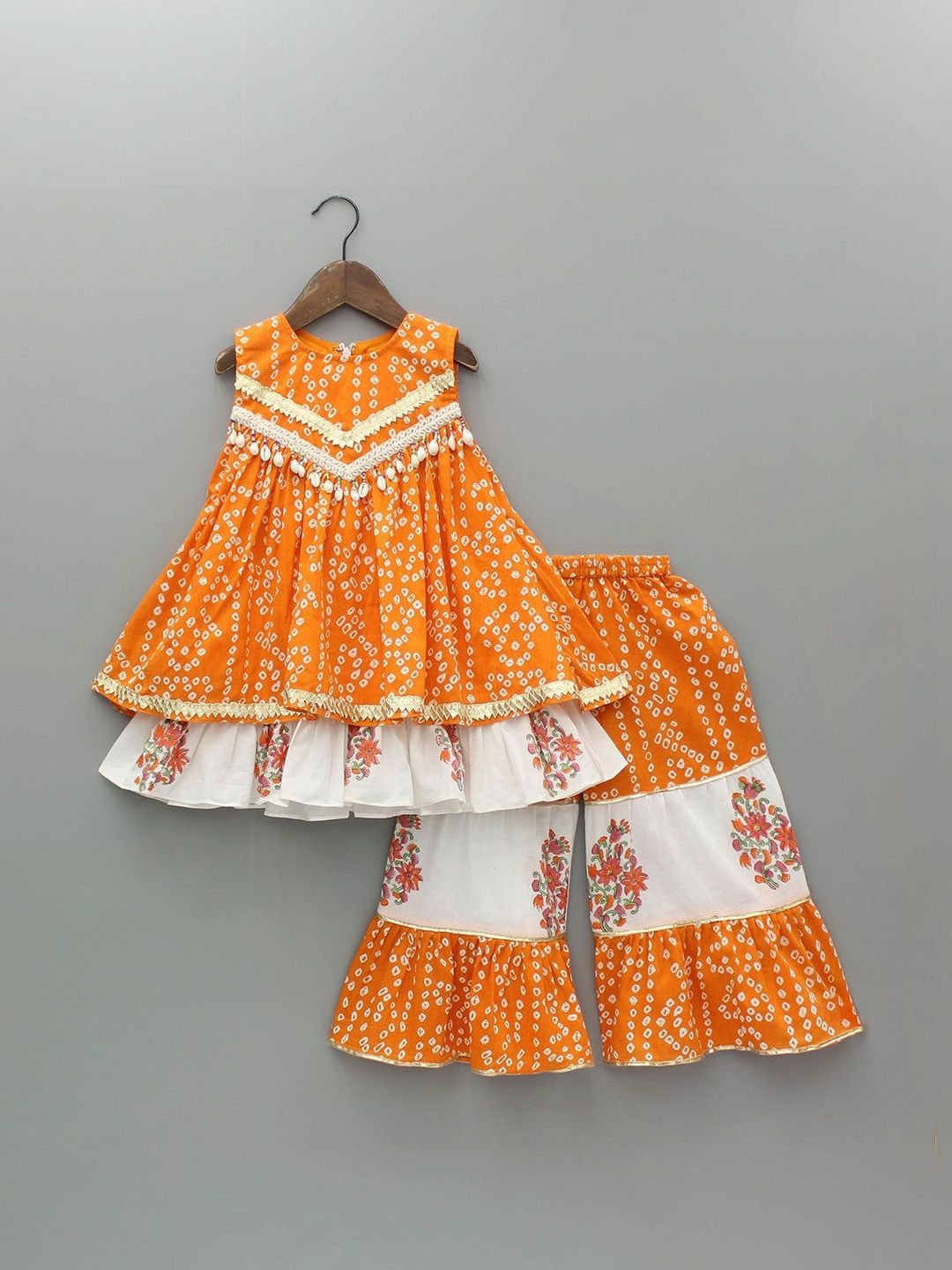Sangria Girls Printed Round Neck Kurti & Sharara-picture-11