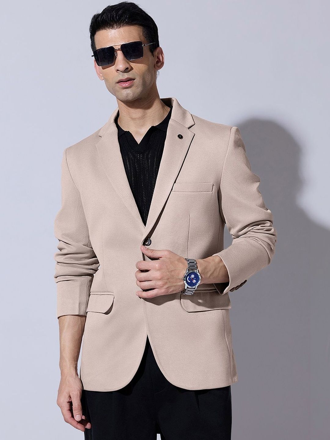 SHOWOFFFF Notched Lapel Single-Breasted Tailored Fit Formal Blazers-picture-26