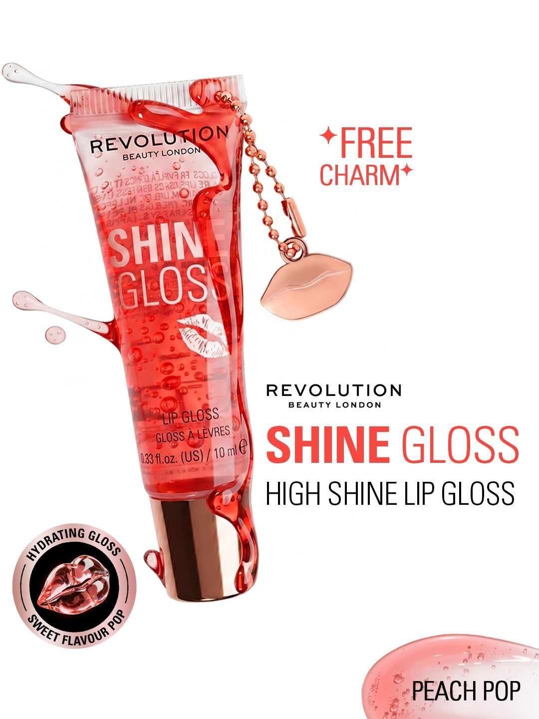 Makeup Revolution London Shine Gloss Lip Gloss - 10 ml - Peach Pop-image-13