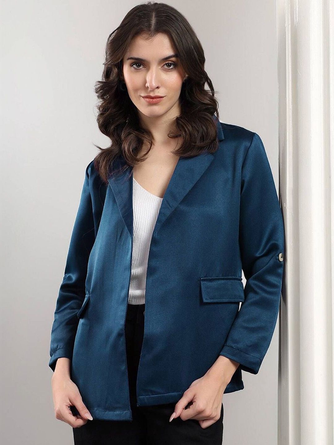 Stylecast X Kotty Notched Lapel Open Front Blazers-picture-13