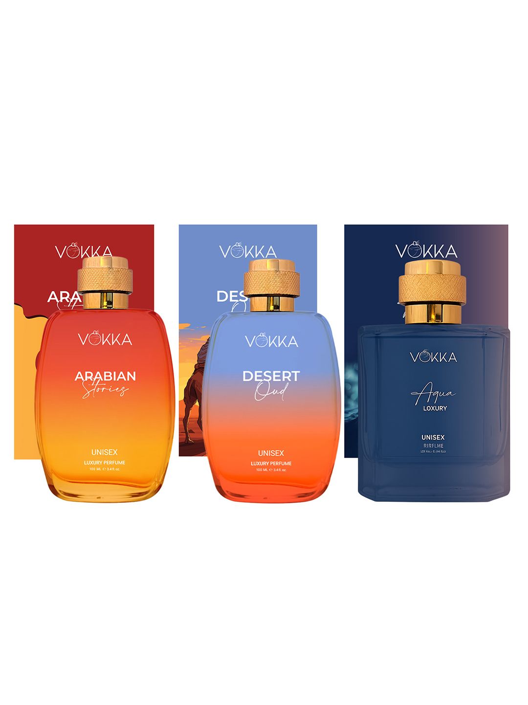 VOKKA Set Of 3 Arabian Stories Desert Oud & Aqua Long Lasting Eau De Parfum - 100 ml Each-picture-41