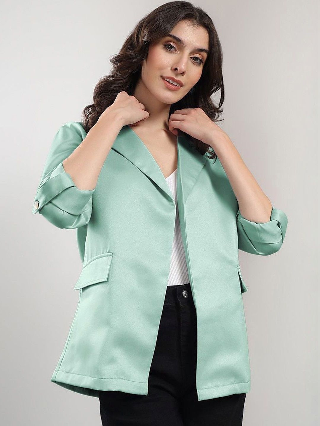 Stylecast X Kotty Notched Lapel Open Front Blazers-picture-58