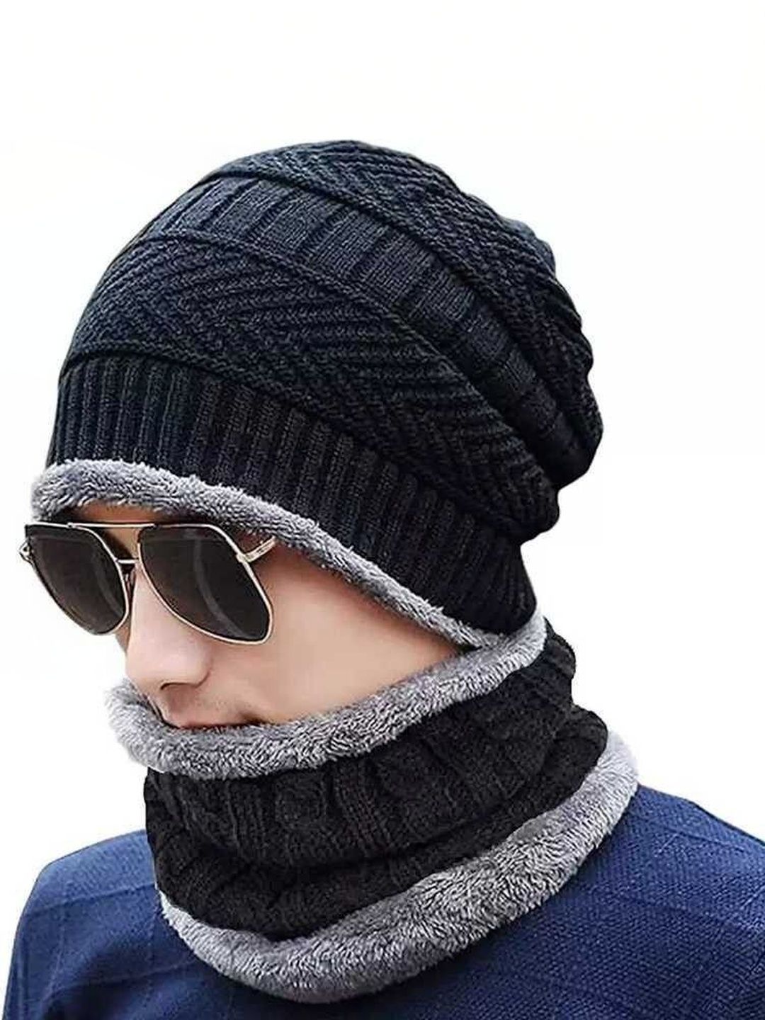 HOBOKEN Men Pack Of 2 Self Design Woollen Beanie Caps-picture-37