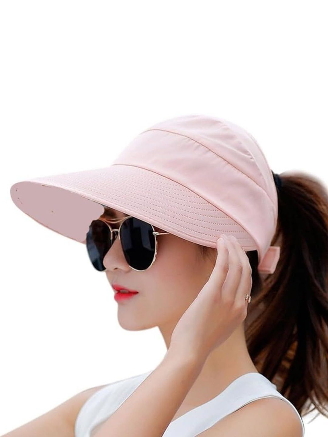 Zonkar Unisex Pink Solid Sun Hat-picture-48
