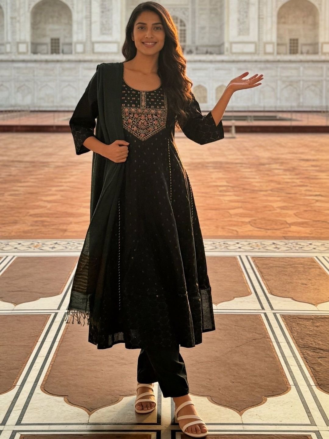 Rangita Women Ethnic Motifs Embroidered Thread Work Kurta with Trousers & With Dupatta-picture-22
