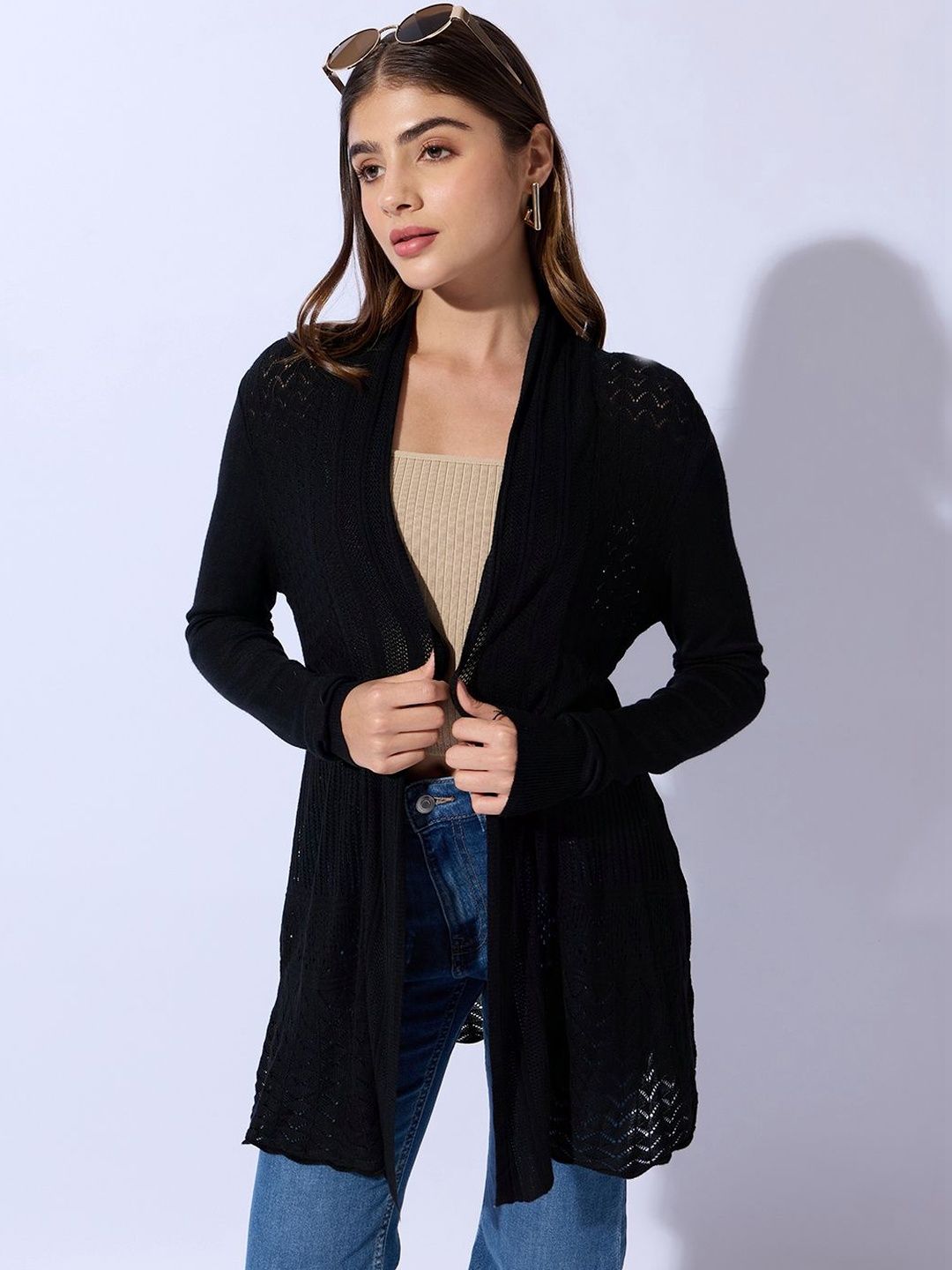 SHOWOFFFF Women Longline Sheer Shrug-image-26