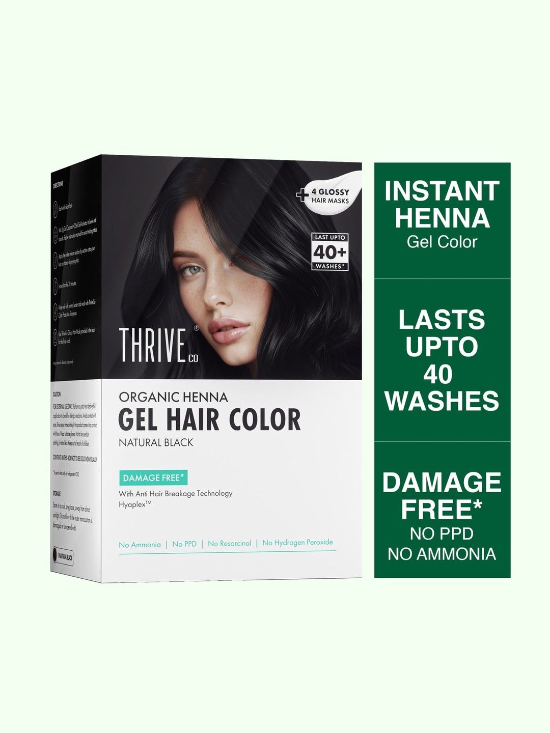Thriveco Organic Henna Gel Hair Color - 200 ml - Natural Black-image-37