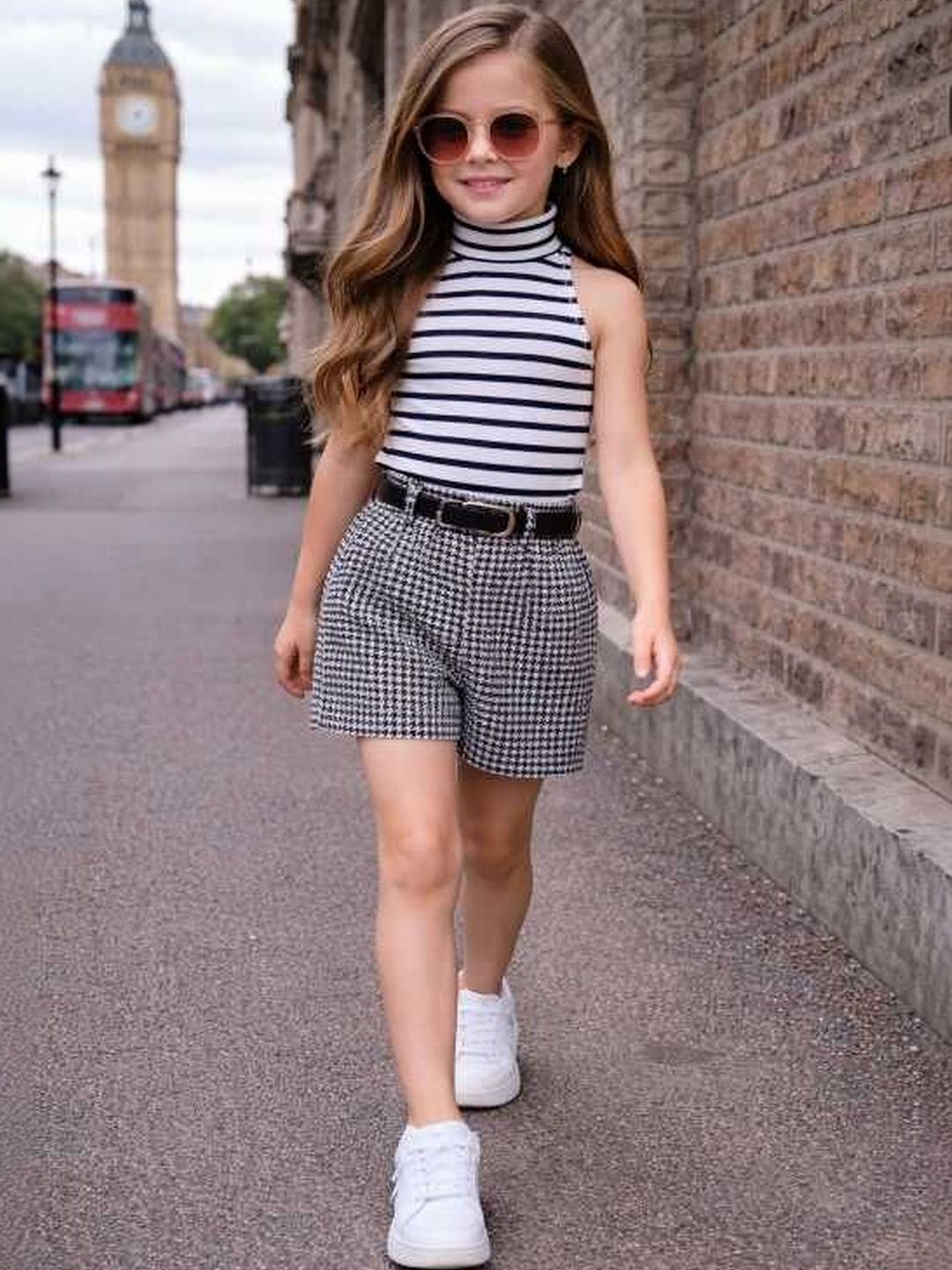 RAMIAAZ Girls High Neck Printed Cotton Blend Top with Shorts-image-20