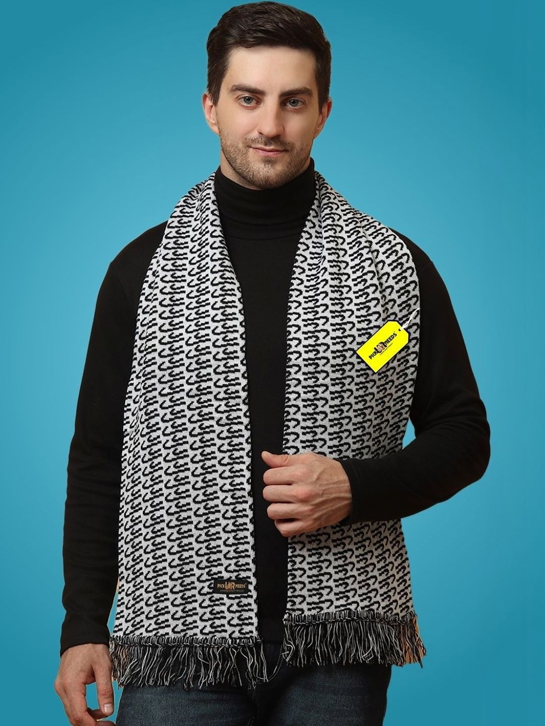 Pick Ur Needs Men Patterned Merino Wool Mufflers-picture-33