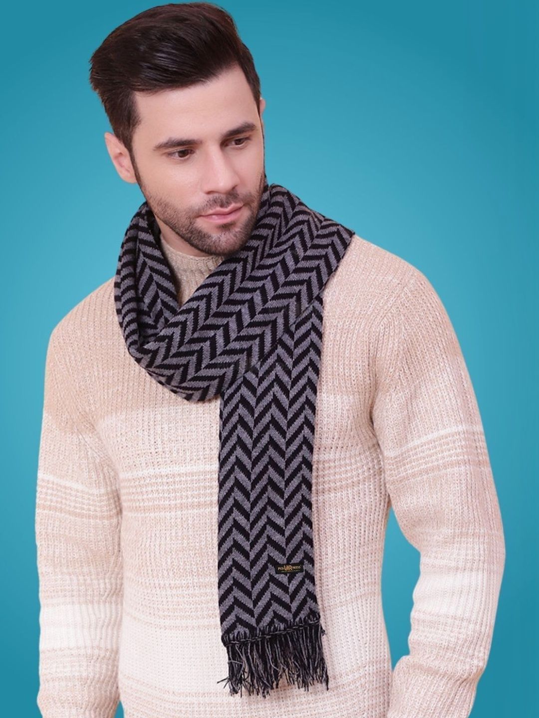 Pick Ur Needs Men Patterned Merino Wool Mufflers-picture-30