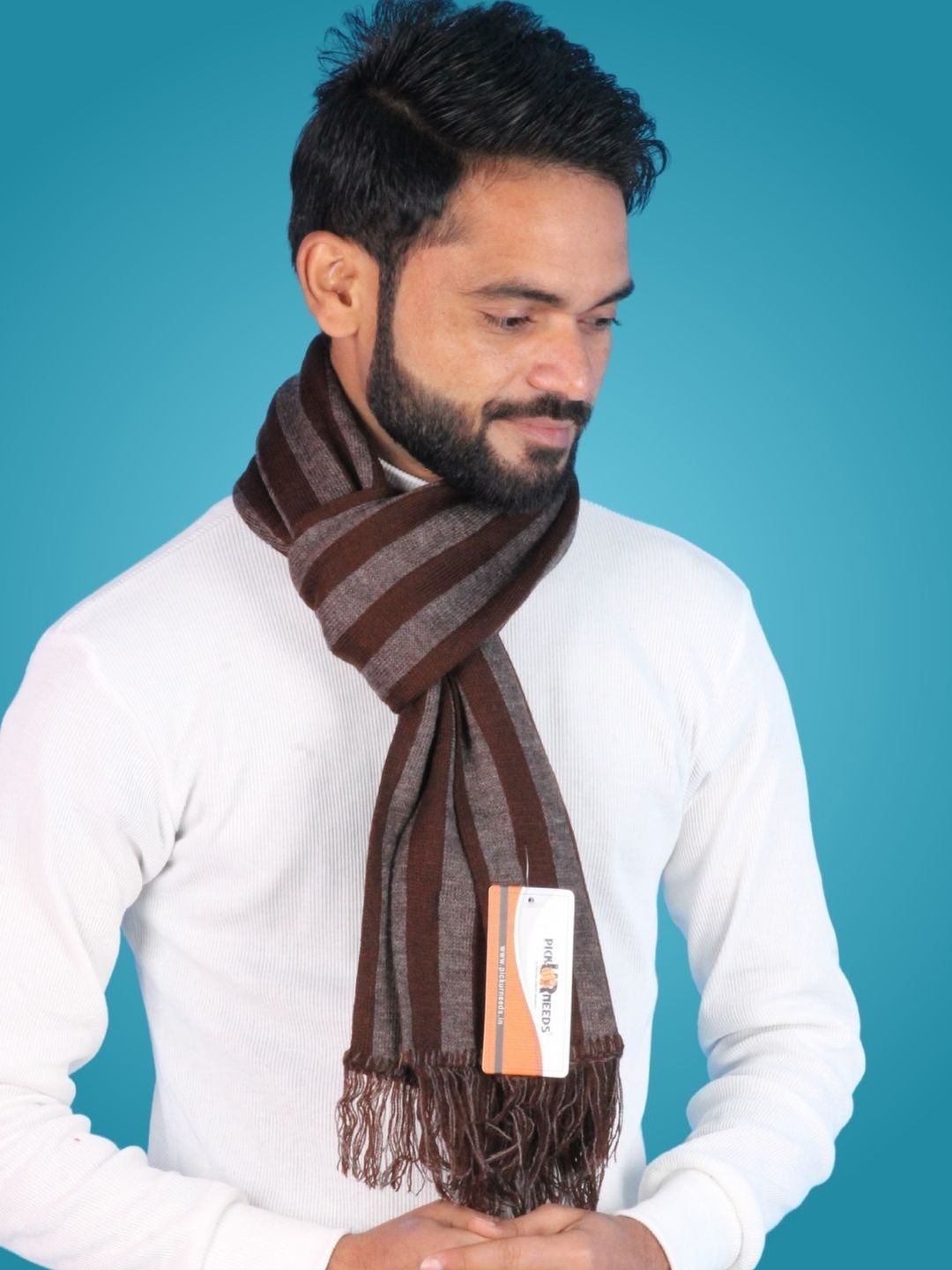 Pick Ur Needs Men Striped Merino Wool Mufflers-picture-31