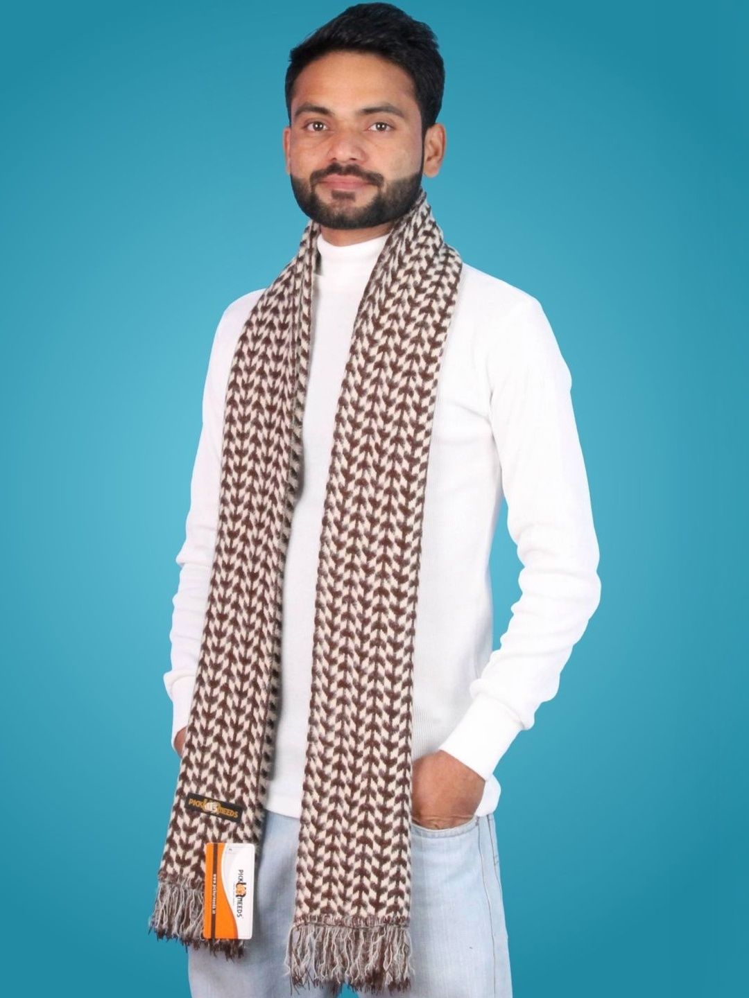 Pick Ur Needs Men Patterned Merino Wool Mufflers-picture-24