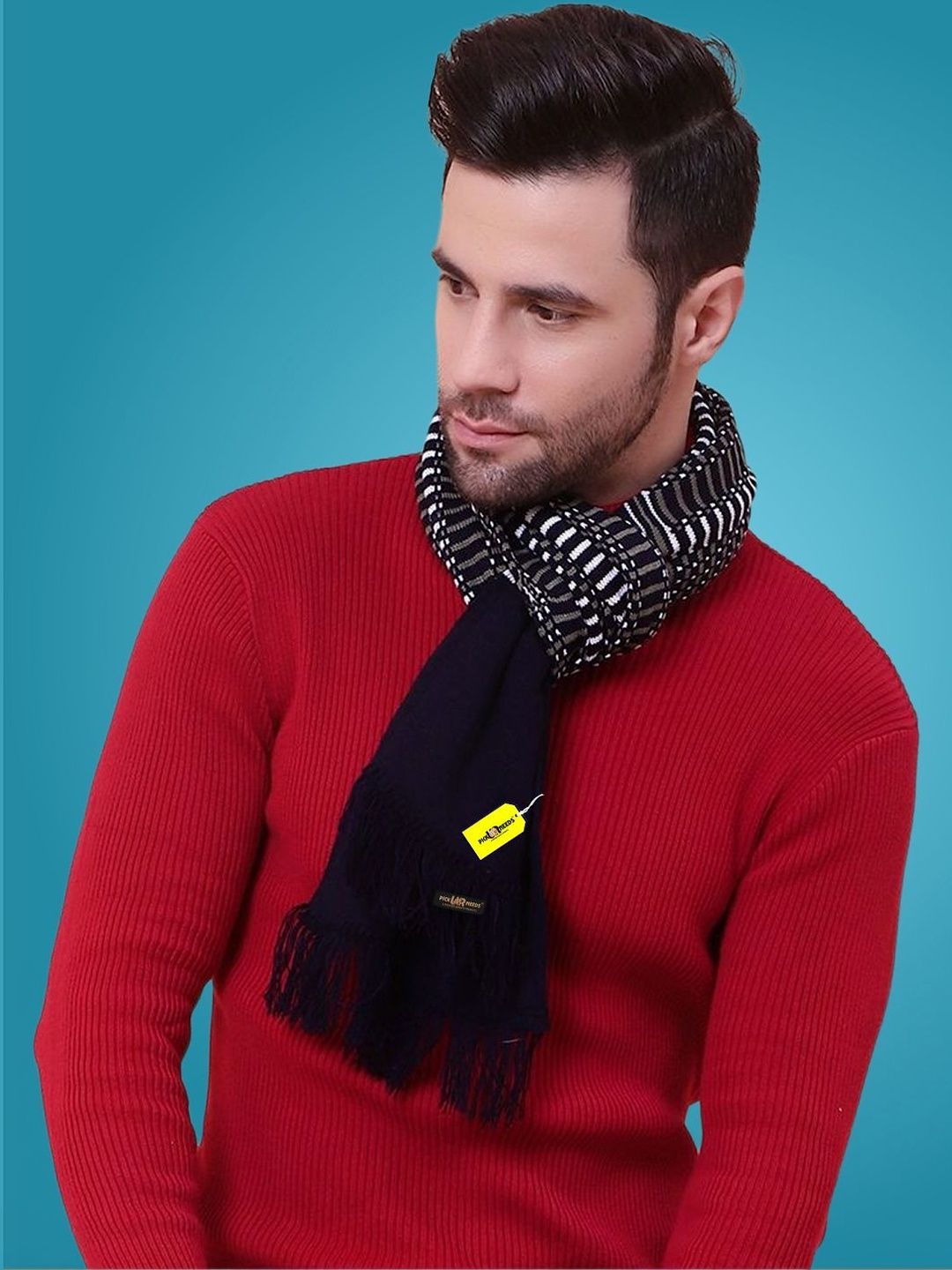 Pick Ur Needs Men Patterned Merino Wool Mufflers-picture-31
