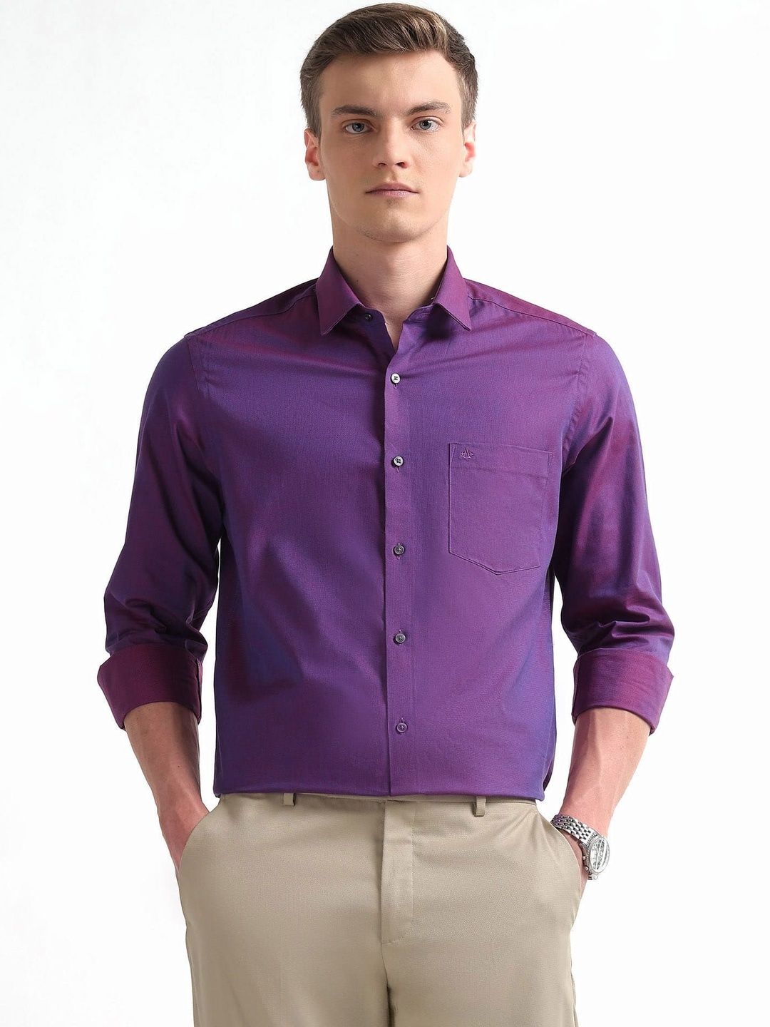 Arrow Self Design Manhattan Slim Fit Formal Shirt-picture-21