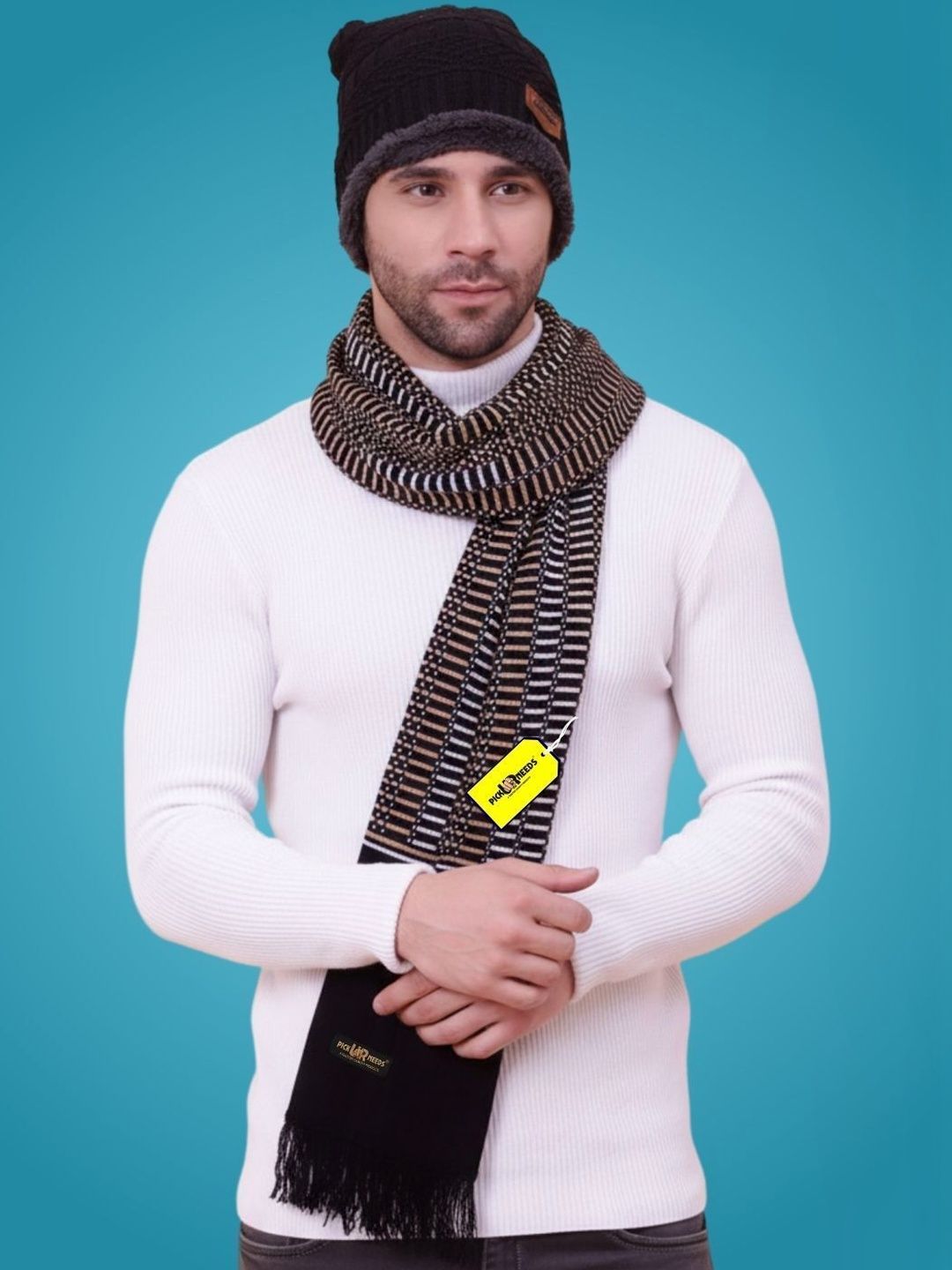 Pick Ur Needs Men Striped Merino Wool Mufflers-picture-17