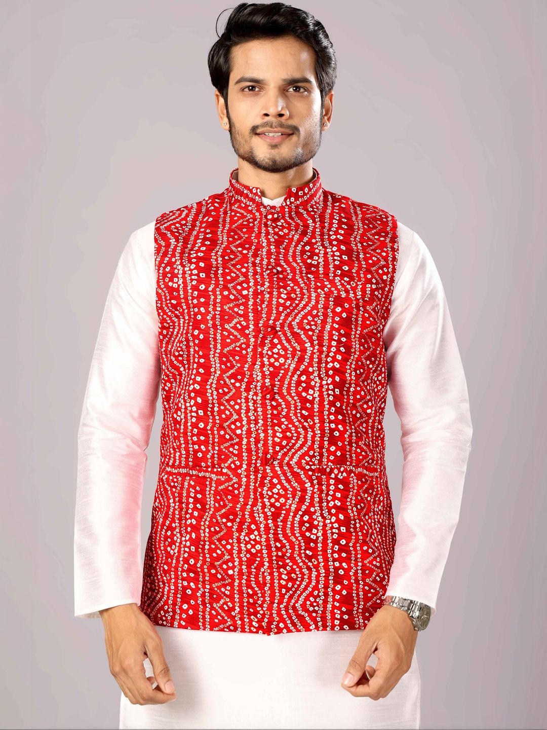 MODERN MUGHALS Printed Mandarin Collar Sleeveless Nehru Jackets-picture-39