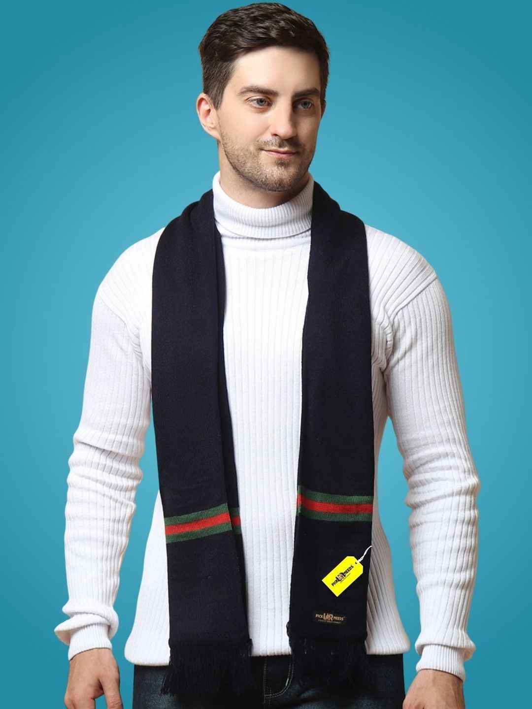 Pick Ur Needs Men Striped Merino Wool Mufflers-picture-36