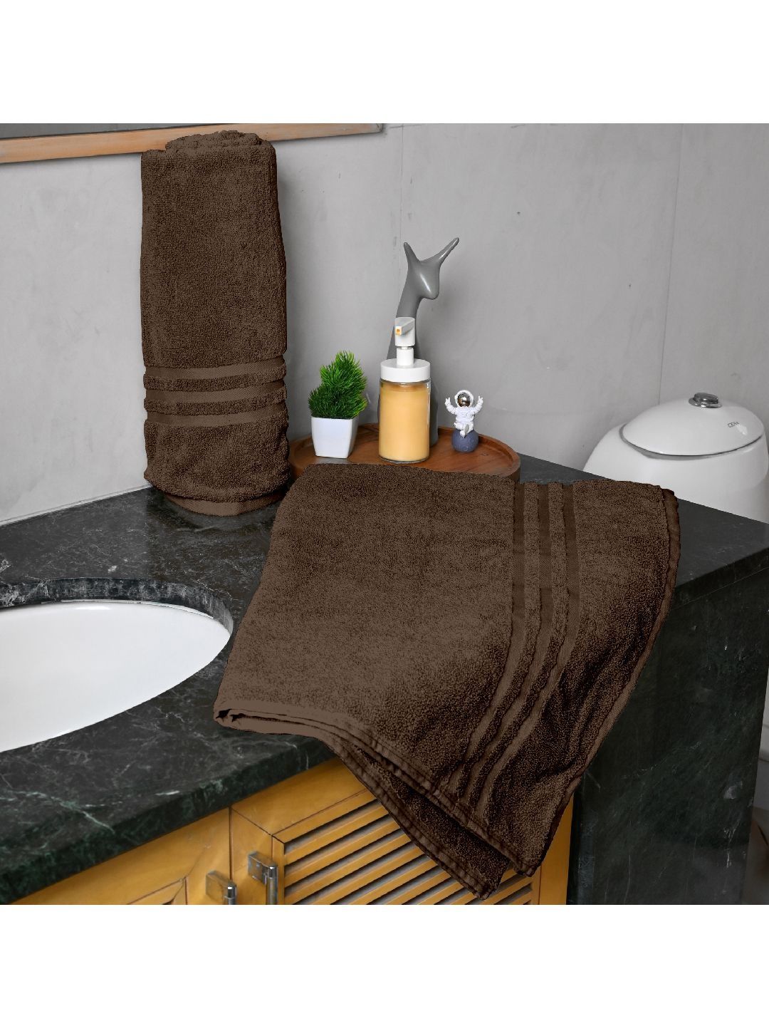 Divine Casa Brown 2 Piece Cotton 550 GSM Towel Set-picture-51