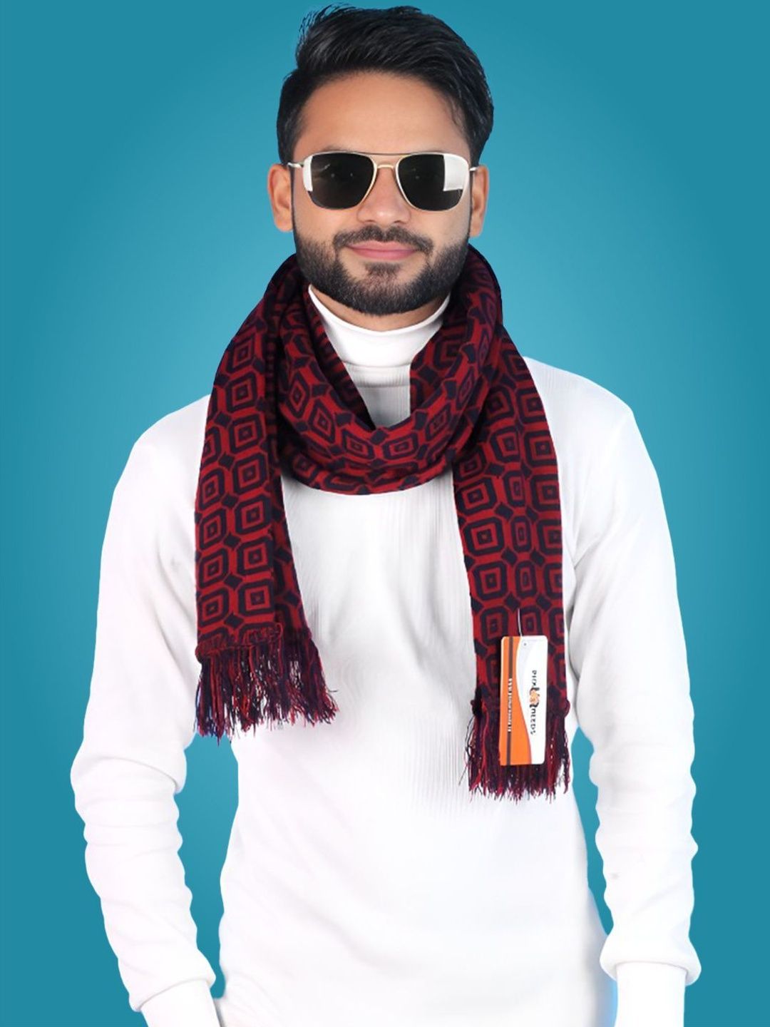 Pick Ur Needs Men Patterned Merino Wool Mufflers-picture-35