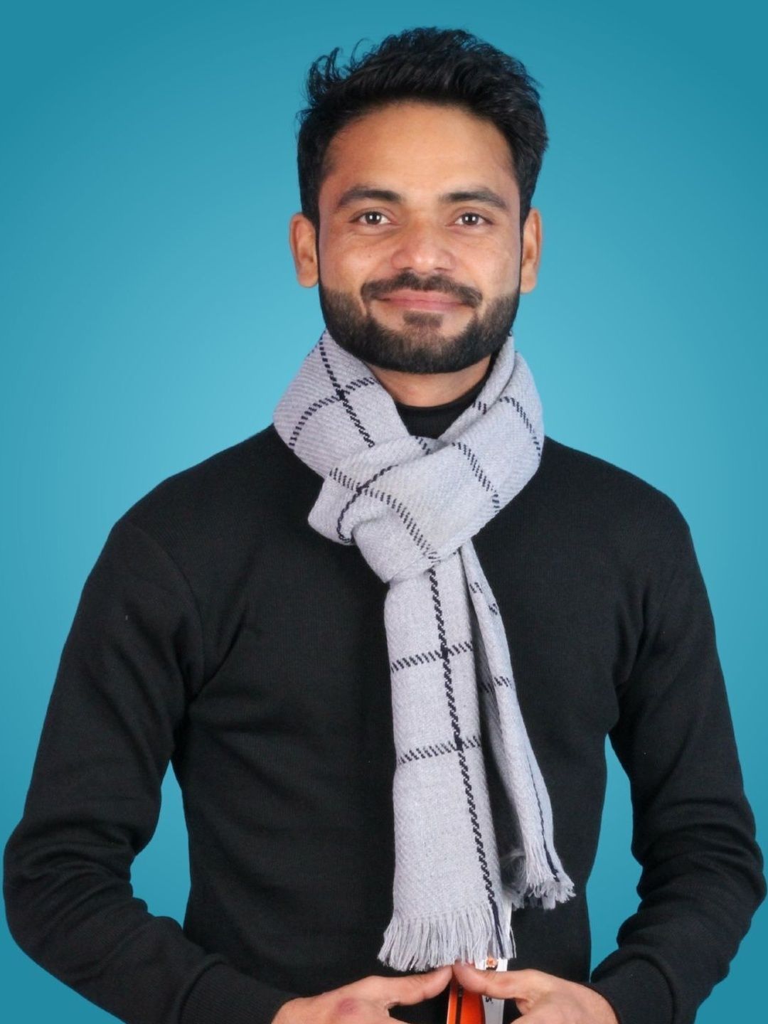 Pick Ur Needs Men Checked Merino Wool Mufflers-picture-28