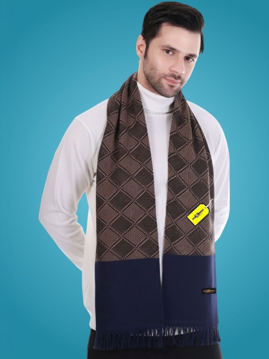 Pick Ur Needs Men Checked Merino Wool Mufflers-picture-39