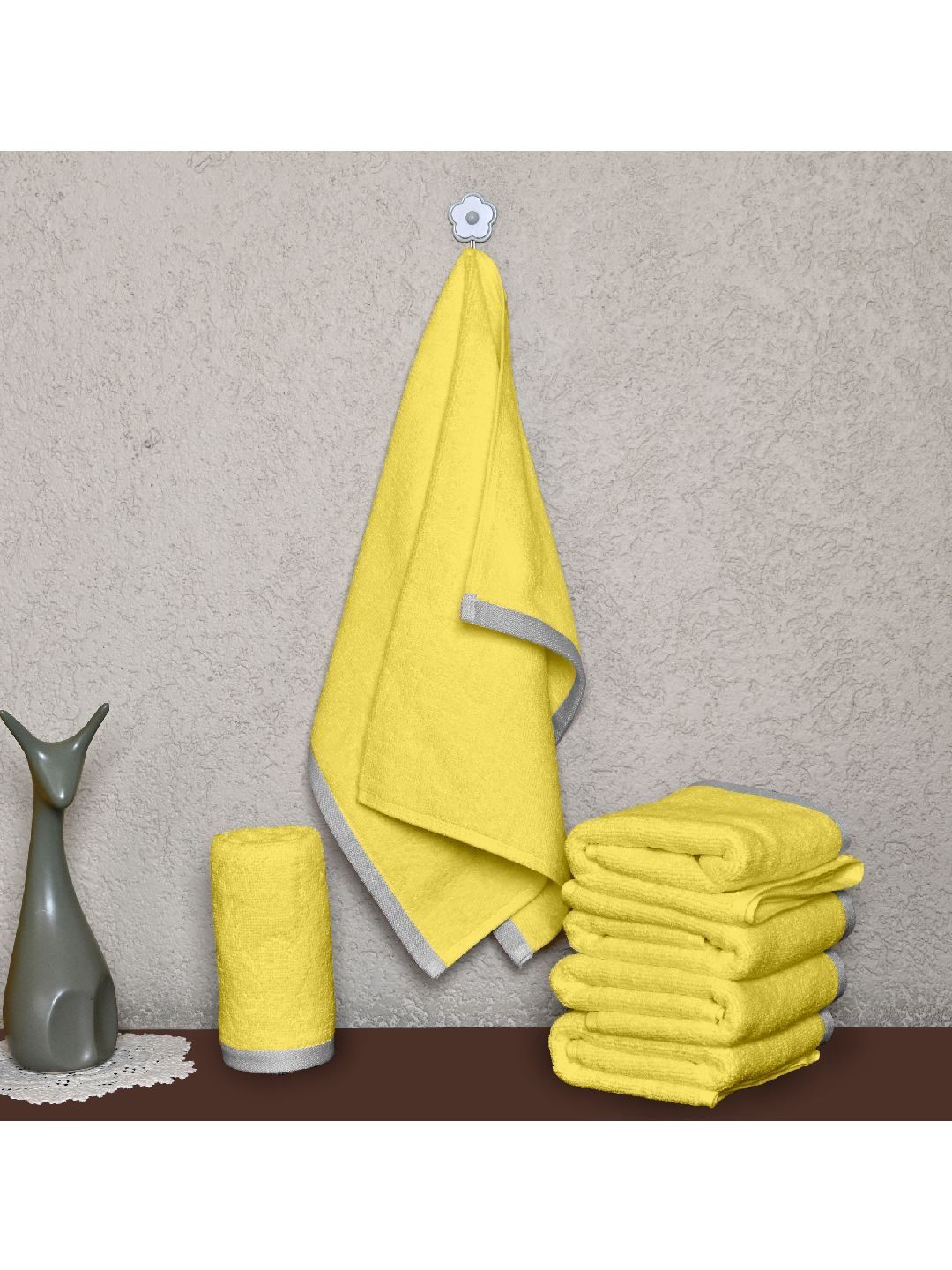 Divine Casa Yellow Cotton 500 GSM Towel Set-picture-26