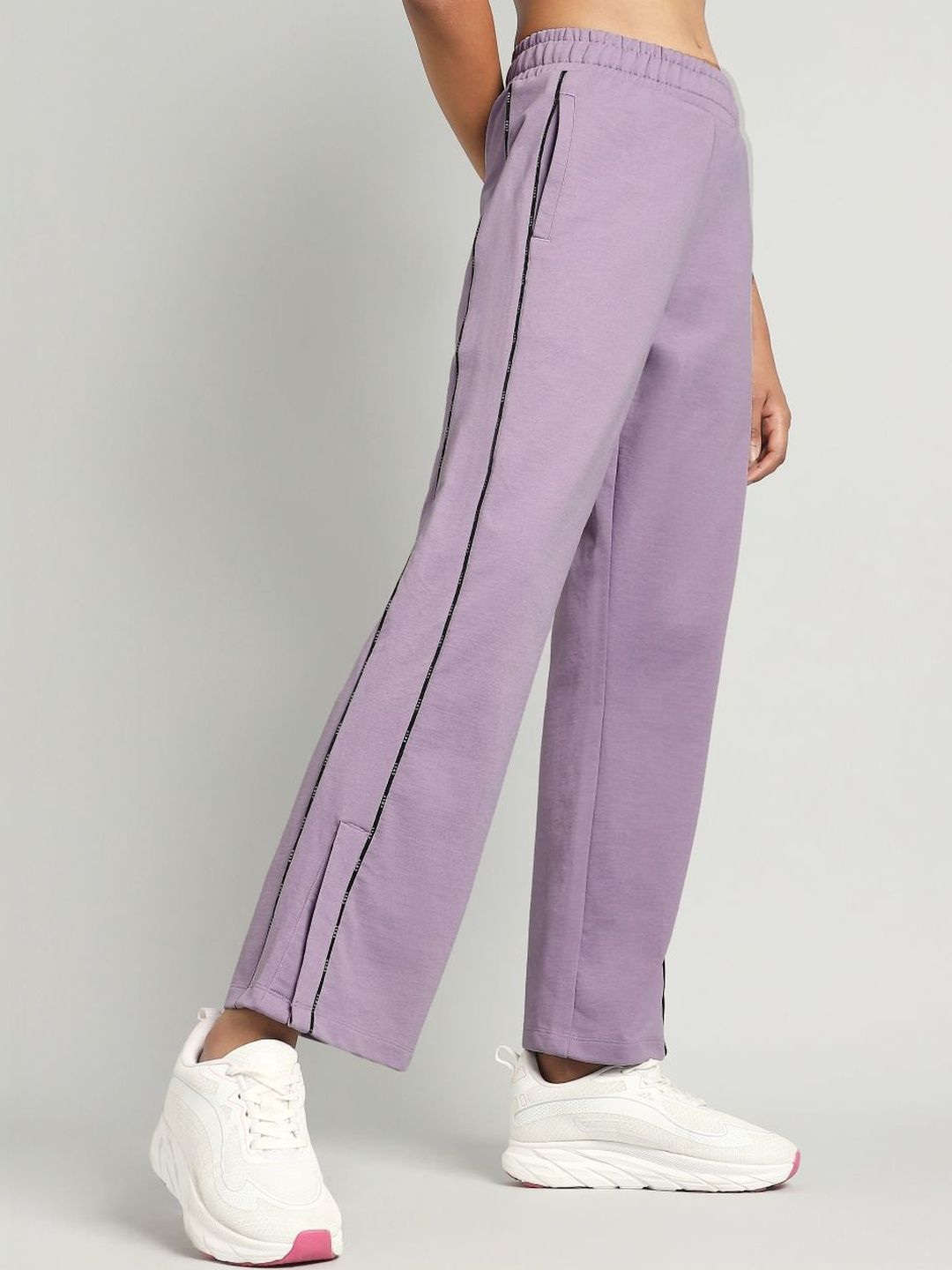 CULT Women's Purple Panelled Straight Fit Trackpants-image-46