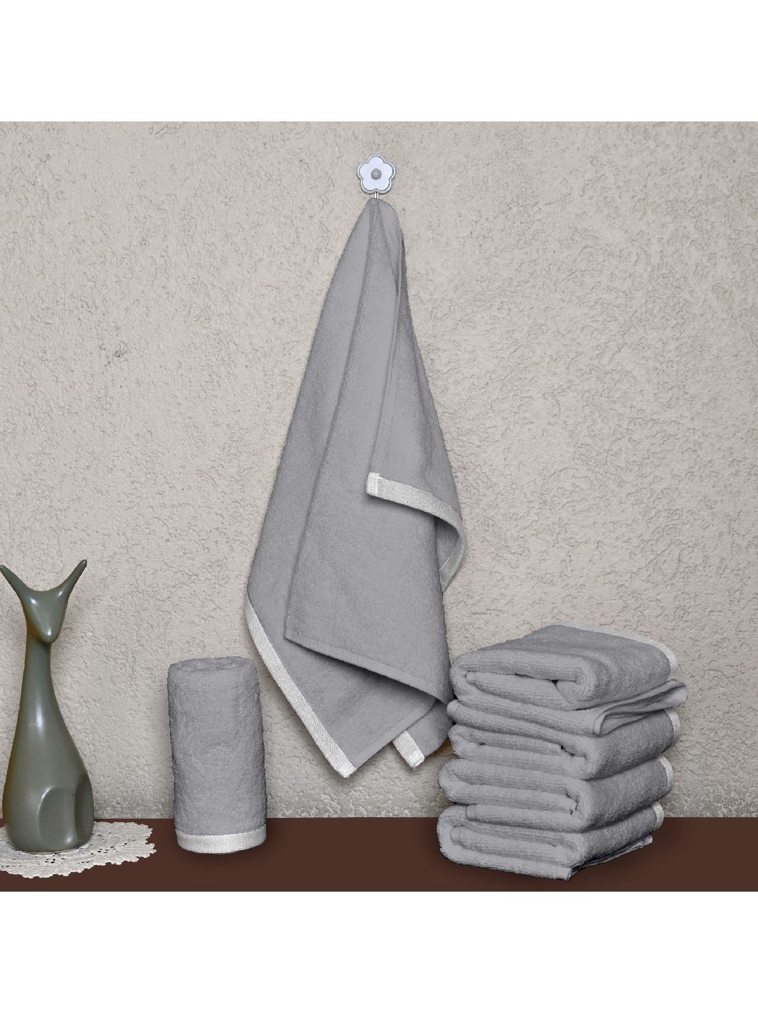 Divine Casa Grey Cotton 500 GSM Towel Set-picture-52