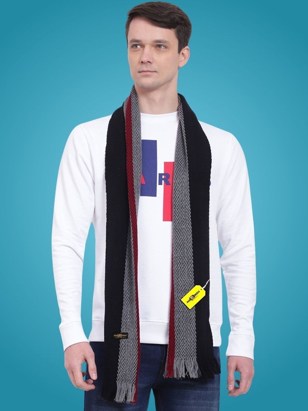Pick Ur Needs Men Patterned Merino Wool Mufflers-picture-58