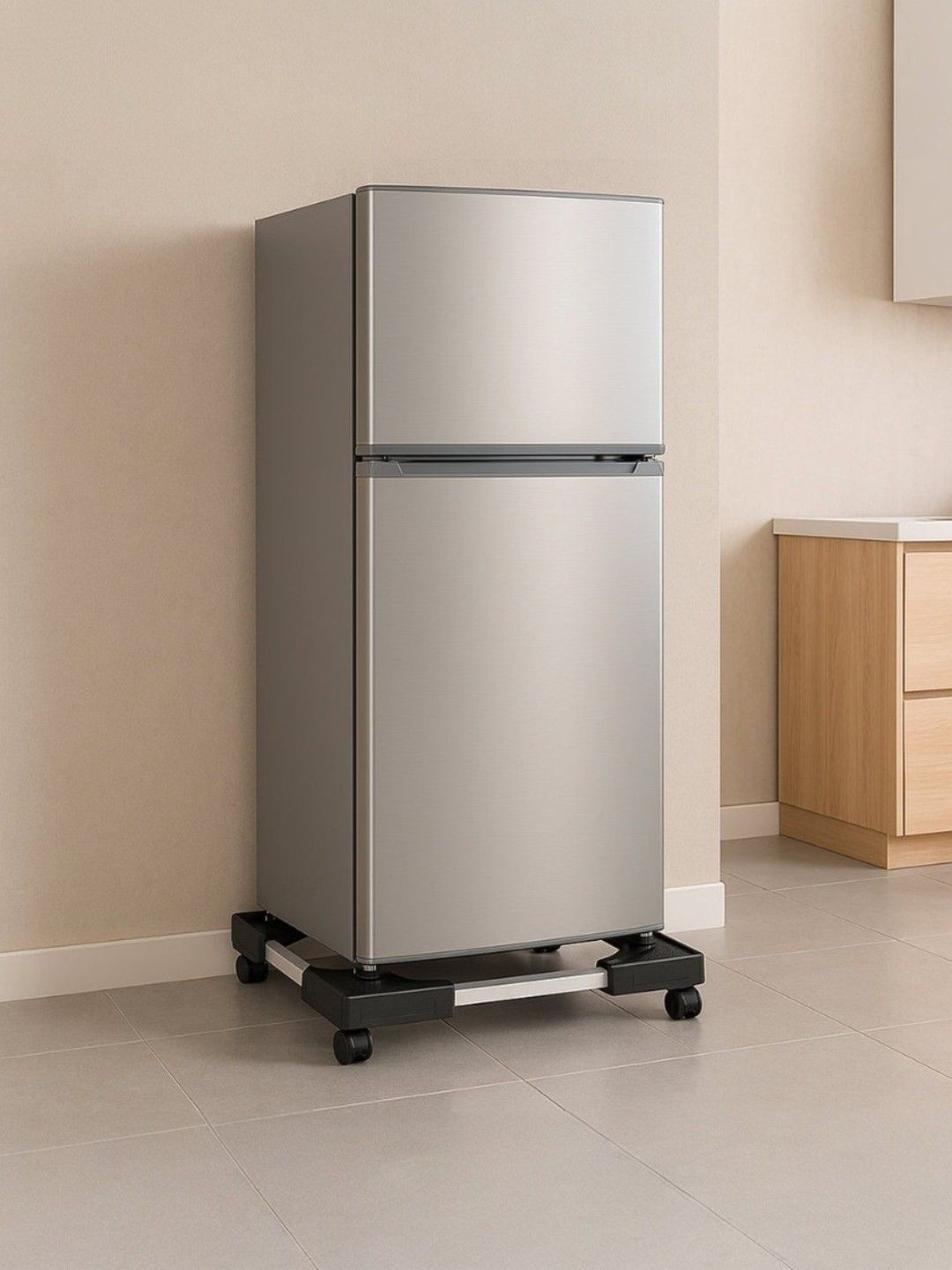 DeoDap White Adjustable Heavy Duty Fridge Stand Base Trolley-image-44