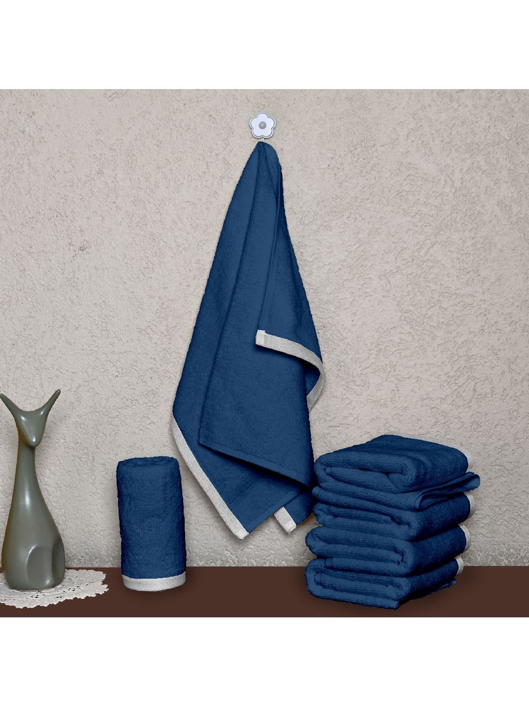 Divine Casa Blue Cotton 500 GSM Towel Set-picture-43