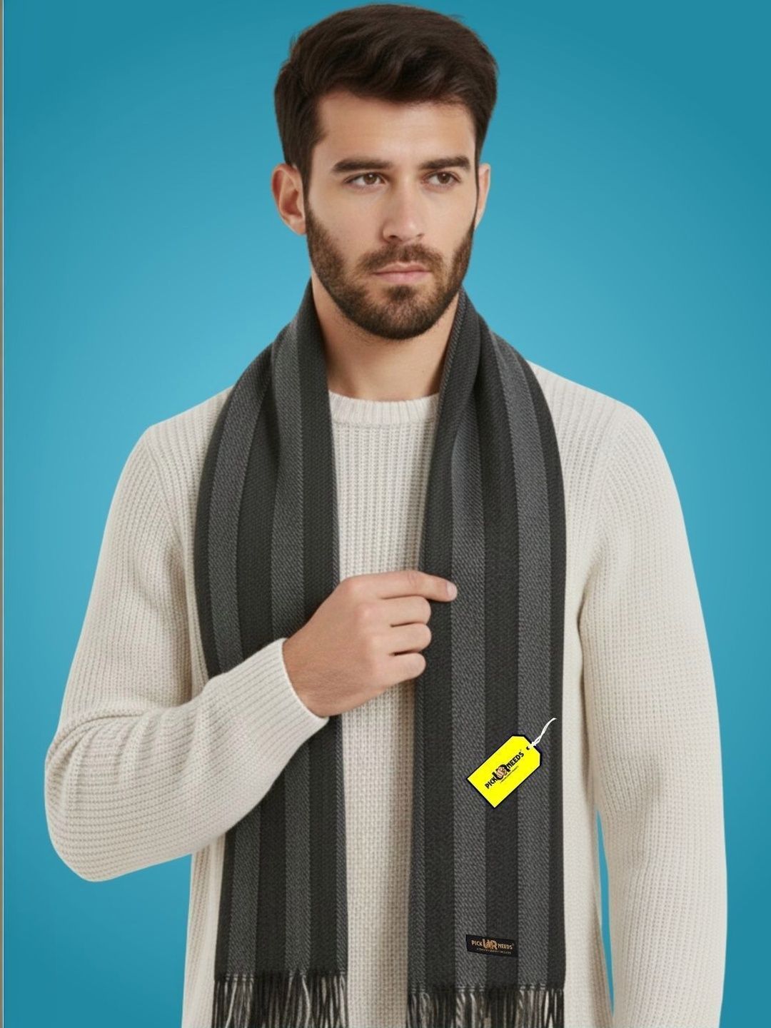 Pick Ur Needs Men Striped Merino Wool Mufflers-picture-30