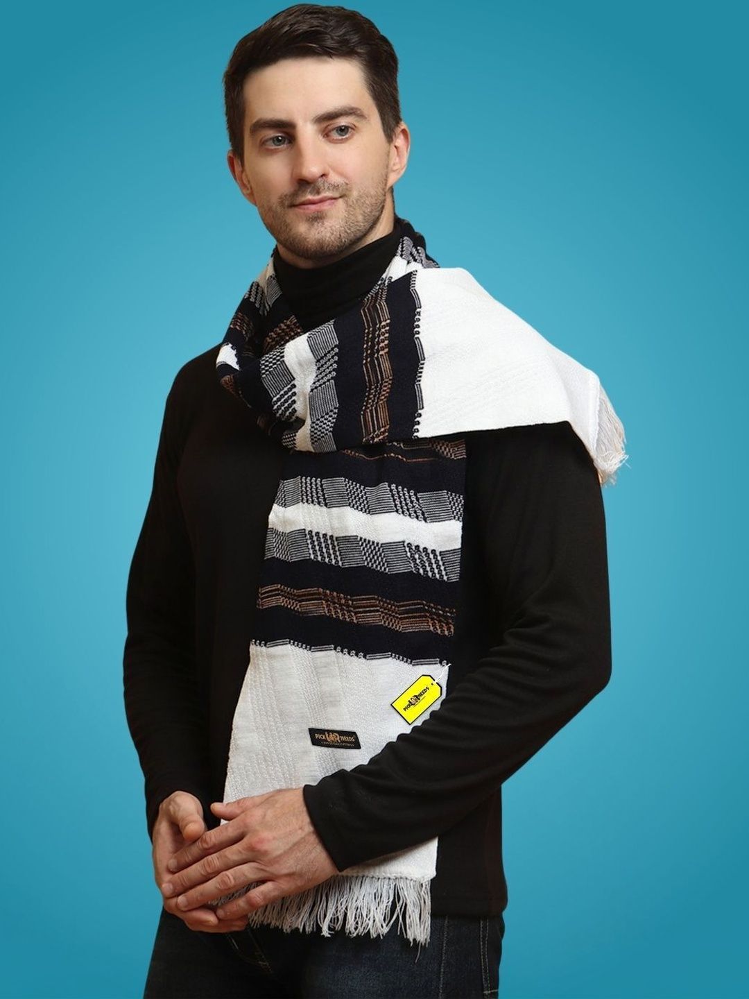 Pick Ur Needs Men Patterned Merino Wool Mufflers-picture-44