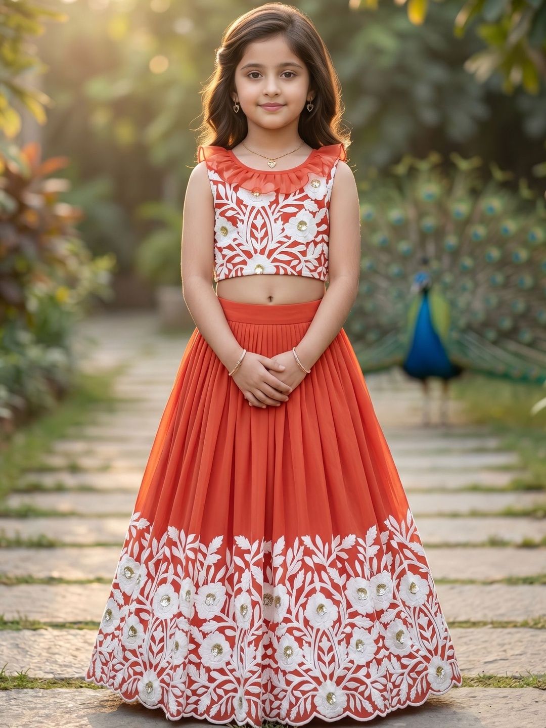 KALINI Girls Embellished Sequinned Ready to Wear Lehenga &-picture-37
