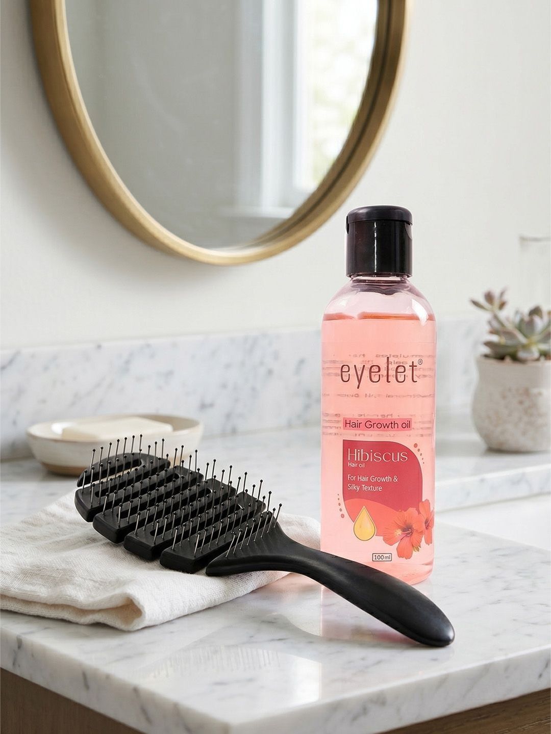 eyelet Set Of 2 Hibiscus Hair Oil & Detangling Hair Brush - 100 ml-image-9