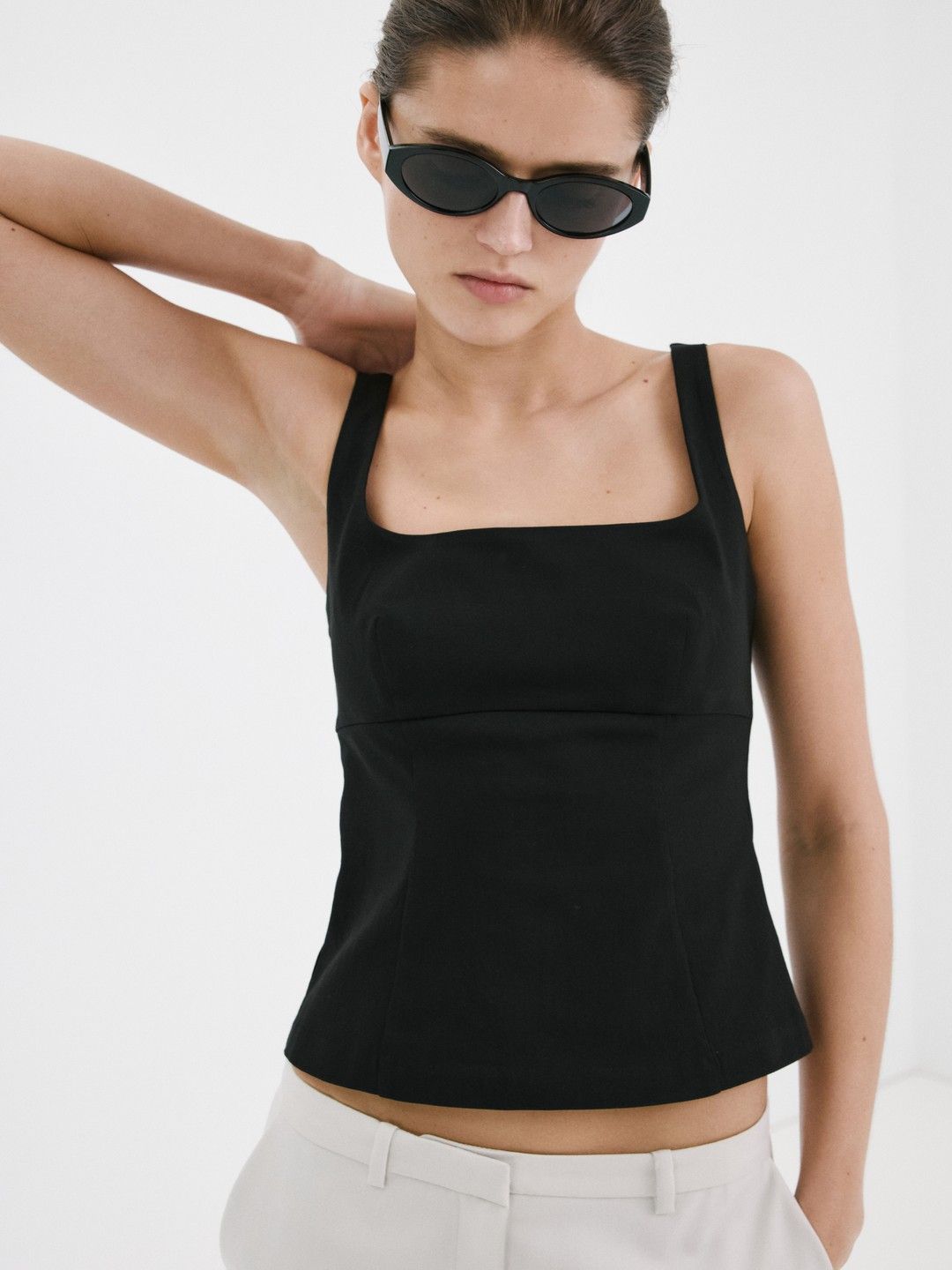 MANGO Square Neck Sleeveless Crop Top-picture-53