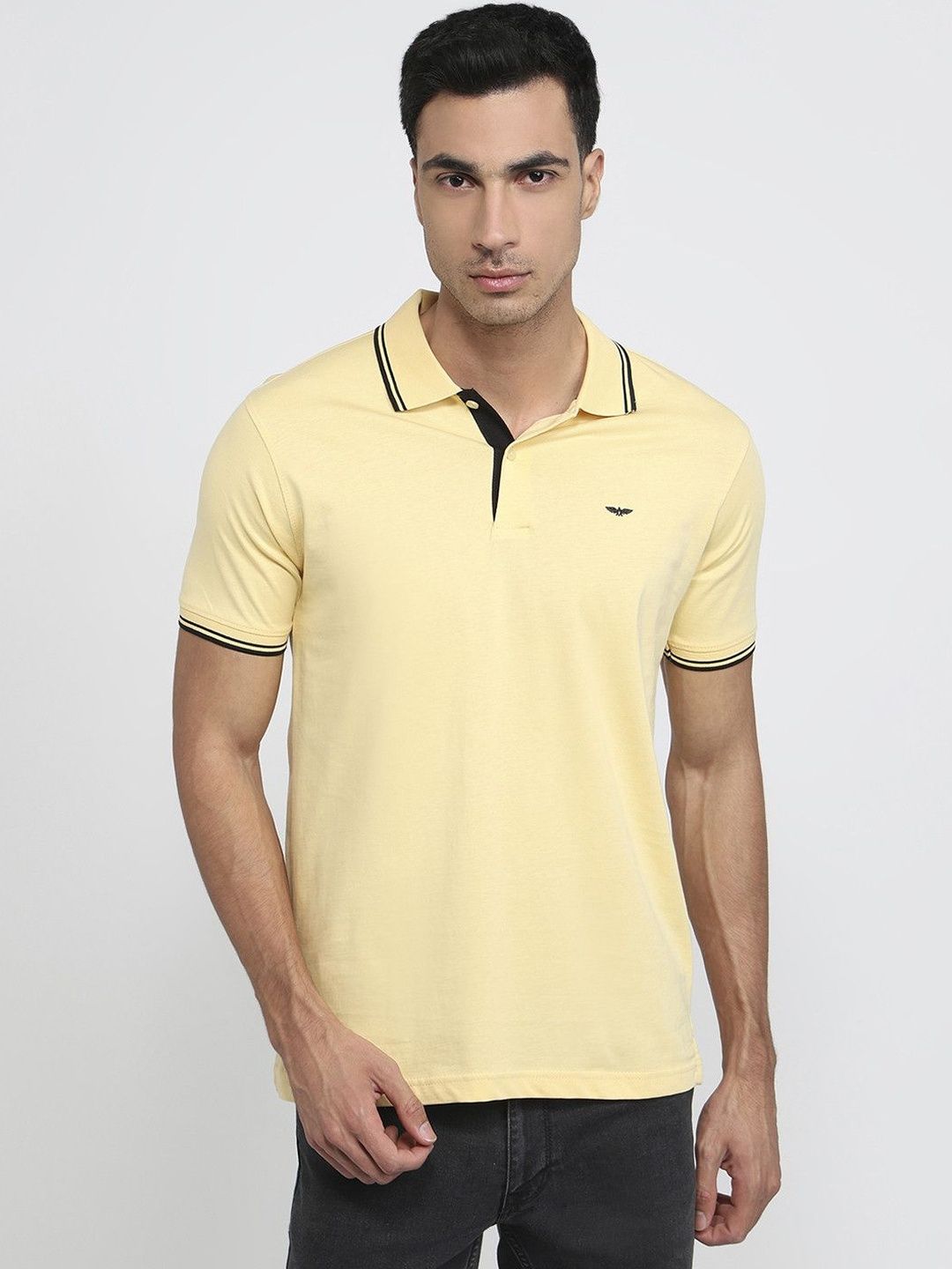 Park Avenue Men Brand Logo Polo Collar Pure Cotton Slim Fit T-shirt-picture-24