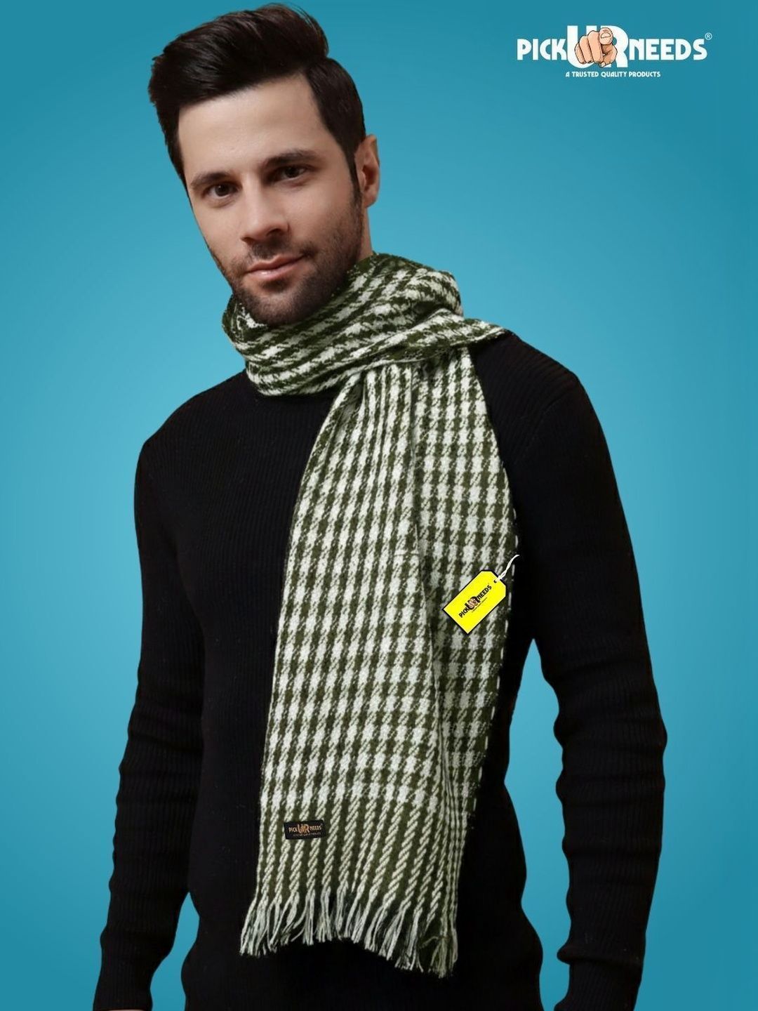 Pick Ur Needs Men Checked Merino Wool Mufflers-picture-32