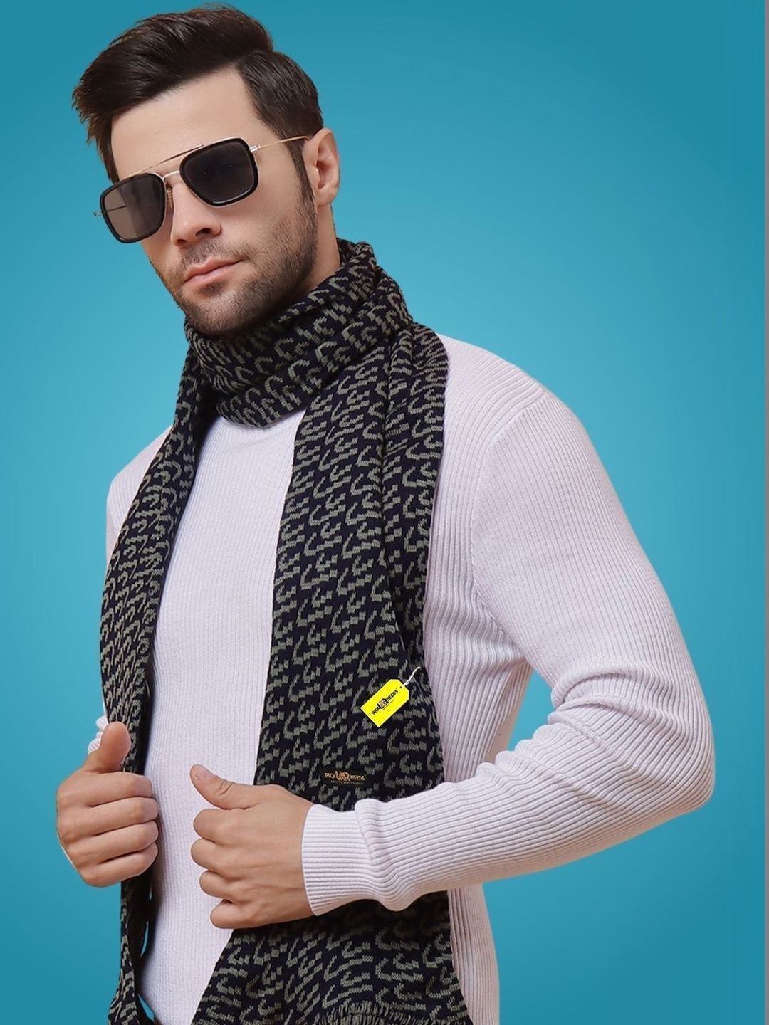 Pick Ur Needs Men Patterned Merino Wool Mufflers-picture-18