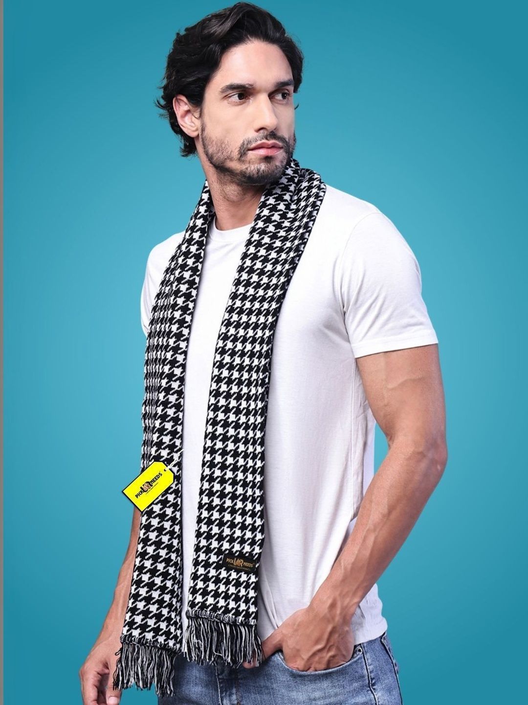 Pick Ur Needs Men Checked Merino Wool Mufflers-picture-38