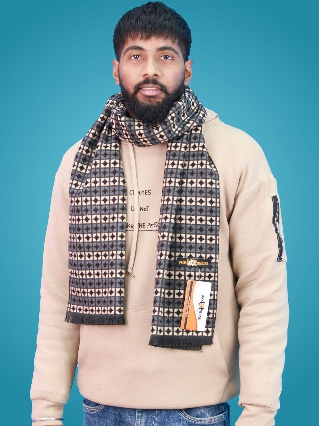 Pick Ur Needs Men Patterned Merino Wool Mufflers-picture-33