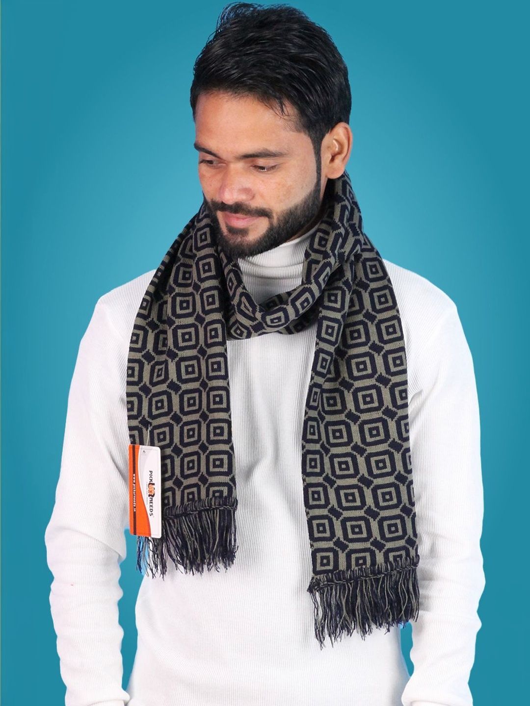 Pick Ur Needs Men Patterned Merino Wool Mufflers-picture-37