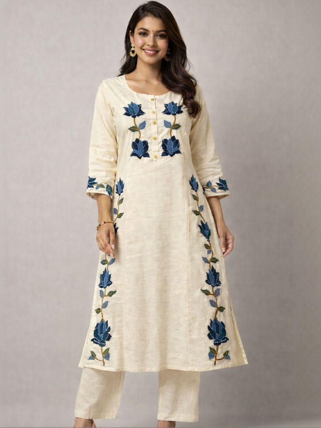 HERE&NOW Floral Embroidered Kurti-picture-20