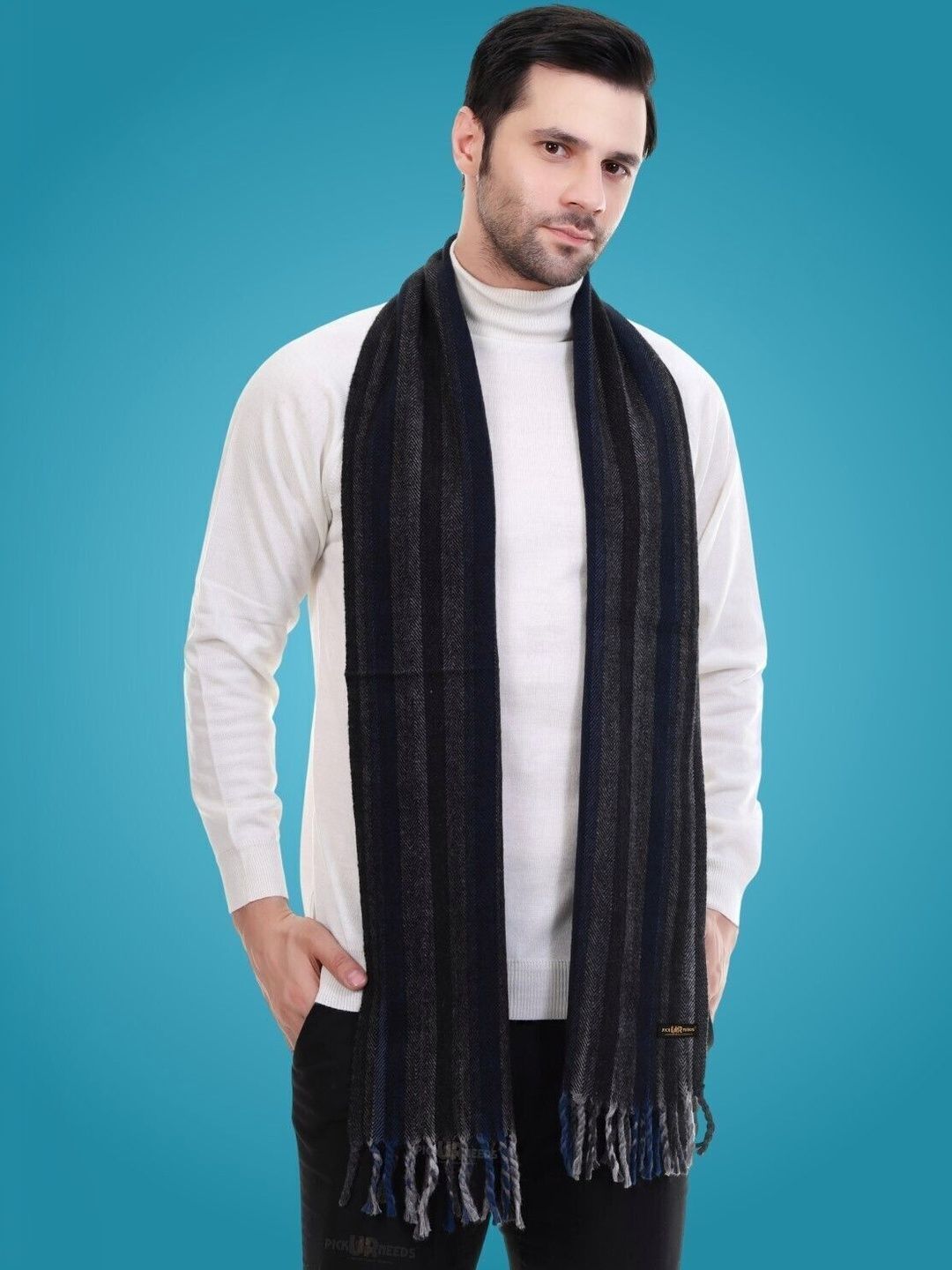 Pick Ur Needs Men Striped Merino Wool Mufflers-picture-29