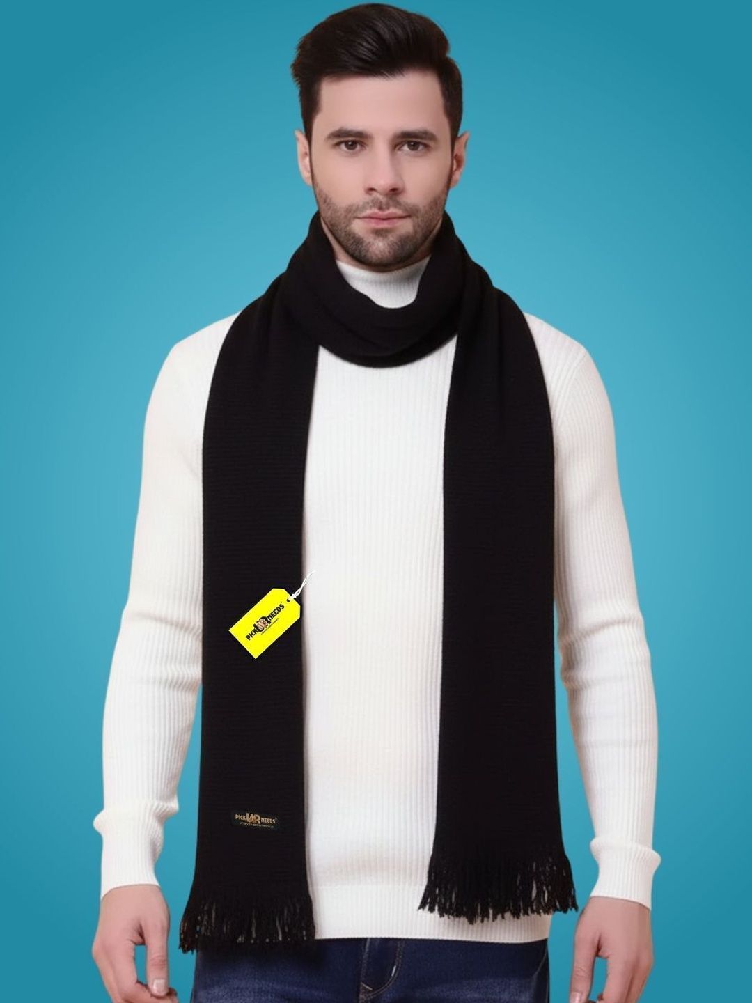 Pick Ur Needs Men Ribbed Merino Wool Mufflers-picture-45