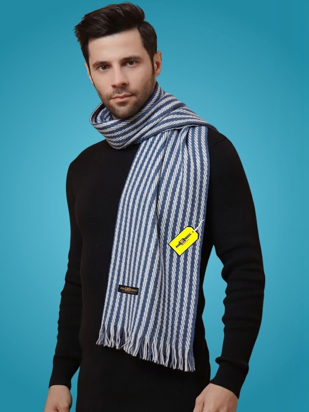 Pick Ur Needs Men Striped Merino Wool Mufflers-picture-32